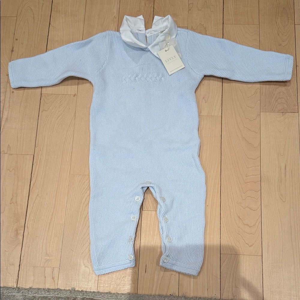 Lively Soft Blue Knit Footie